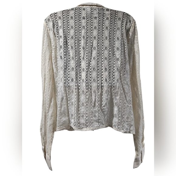 Women's Tall Lace Button-Up Blouse Sz Large - Picture 3 of 8